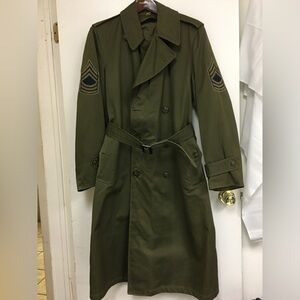 Vintage 1950’s US Military Trench Coat Army Double Breasted Jacket Size S